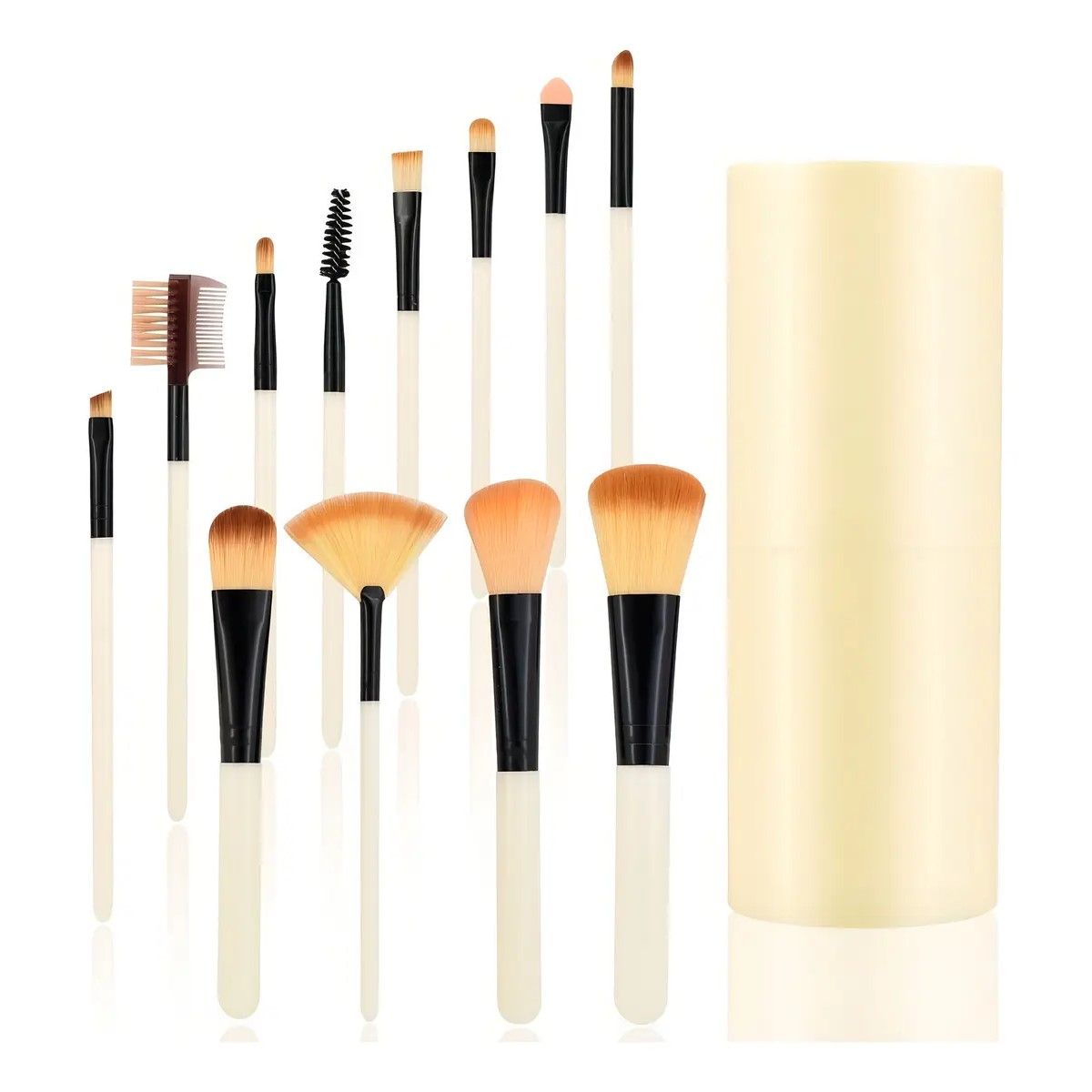 GENERICO - Set 12 Brochas Maquillaje Profesional Cepillos Color Blanco BELUG