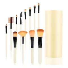 GENERICO - Set 12 Brochas Maquillaje Profesional Cepillos Color Blanco BELUG