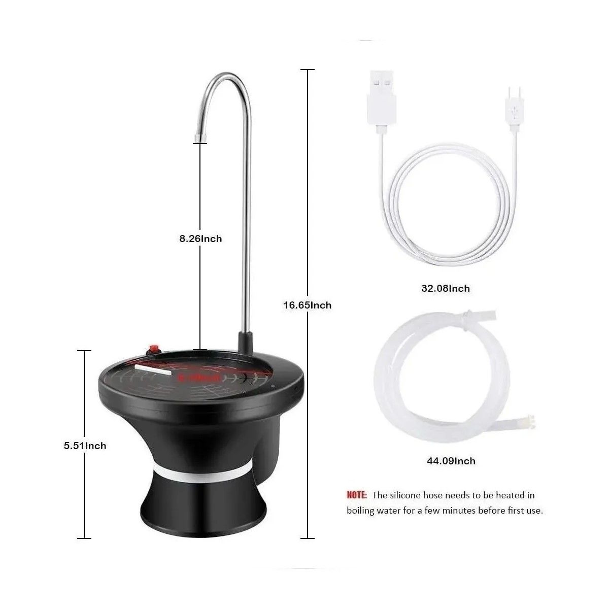 GENERICO - Bomba Dispensador Agua Recargable Electrico Base Para Vaso Color Negro BELUG