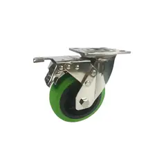 GENERICO - Rueda GREEN Goma TPR Placa Giratoria con Freno INOX 304 Ø150 MM Carga 280 Kg