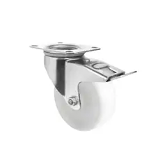 GENERICO - Rueda Nylon Blanca Placa Giratoria Con Freno Ø200 MM Carga 400 Kg