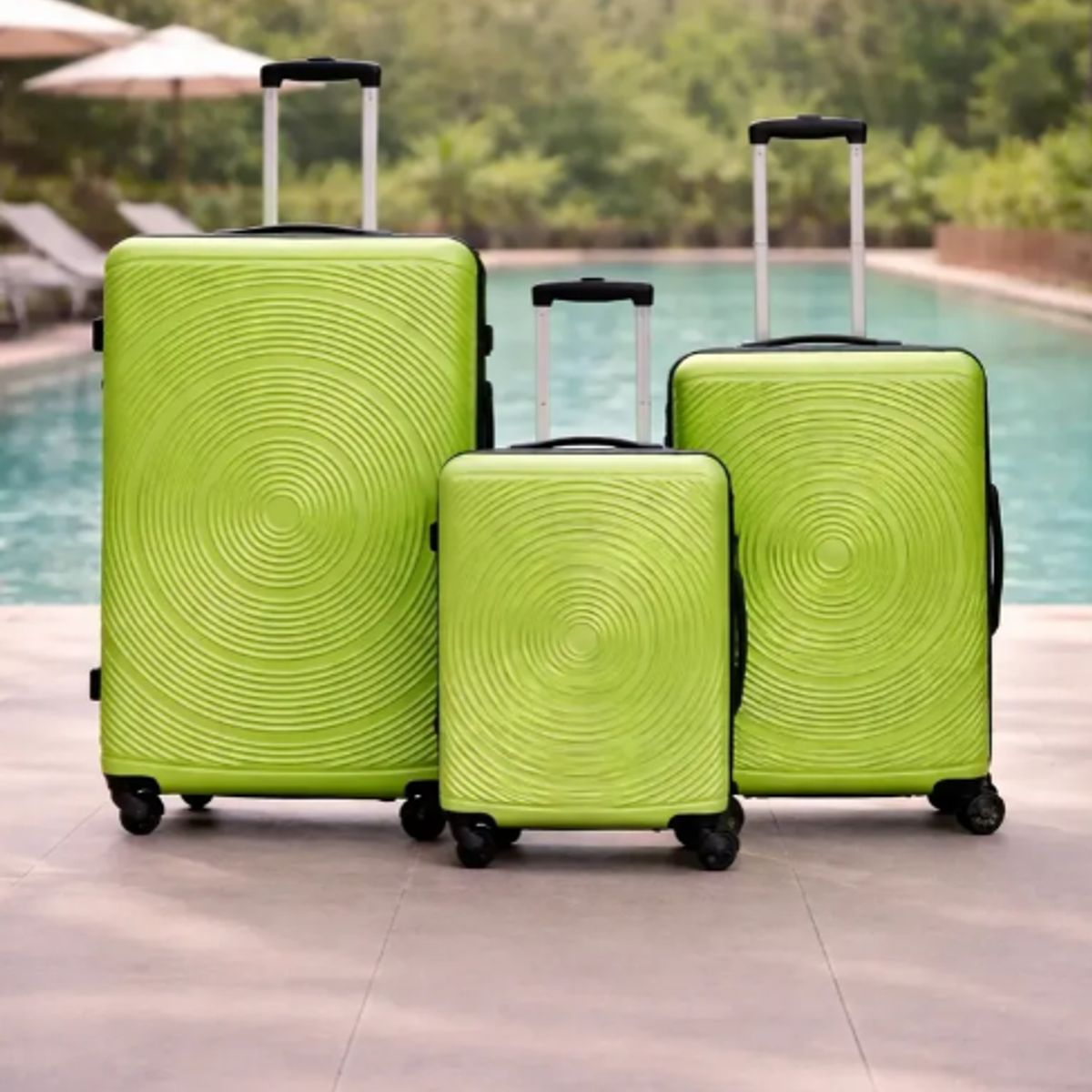GENERICO - Set 3 Maletas Rigidas Ruedas 360 Verde Manzana 27