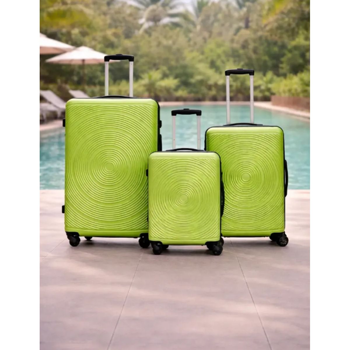 GENERICO - Set 3 Maletas Rigidas Ruedas 360 Verde Manzana 27