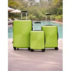 GENERICO - Set 3 Maletas Rigidas Ruedas 360 Verde Manzana 27