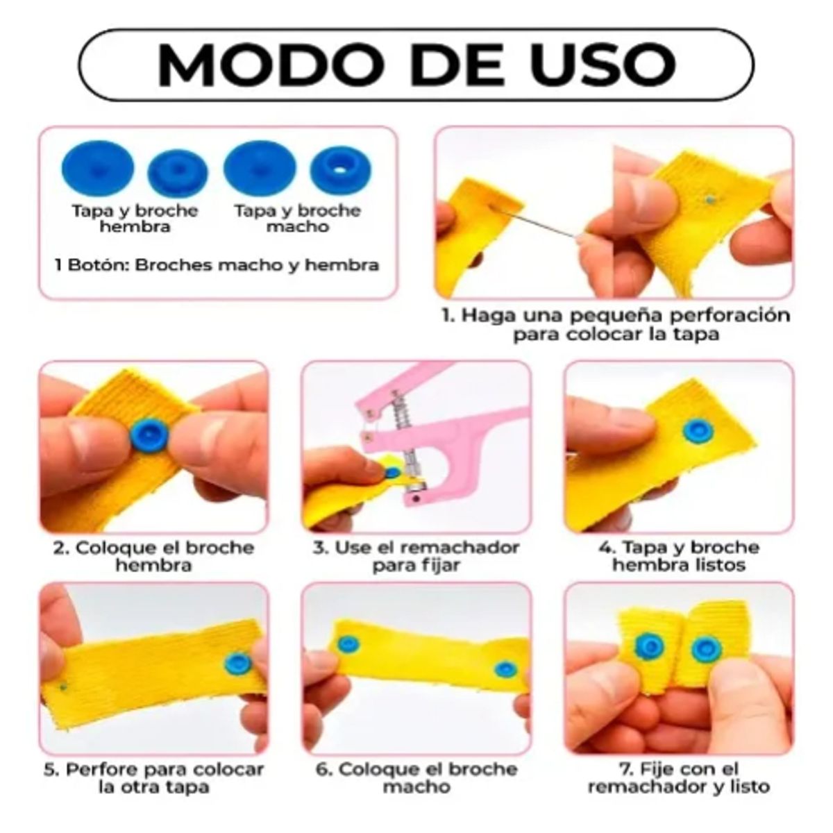 GENERICO - Pinza Remachadora Para Broches Plásticos Snap Mas 270 Broche
