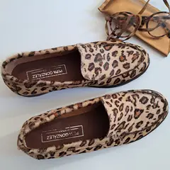PEPA GONZALEZ - MOCASIN SIMONA MUJER CUERO PELO ANIMAL PRINT