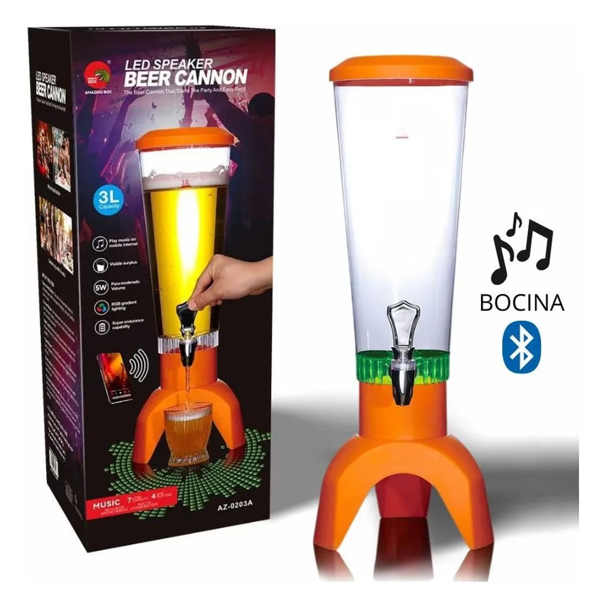 GENERICO - Torre Dispensador / Jirafa Bebidas Y Cerveza 3,5 Litros Led