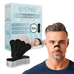 HOWELL - Tiras Nasales Dilatador Nasal 30 Unidades Negro Antironquidos