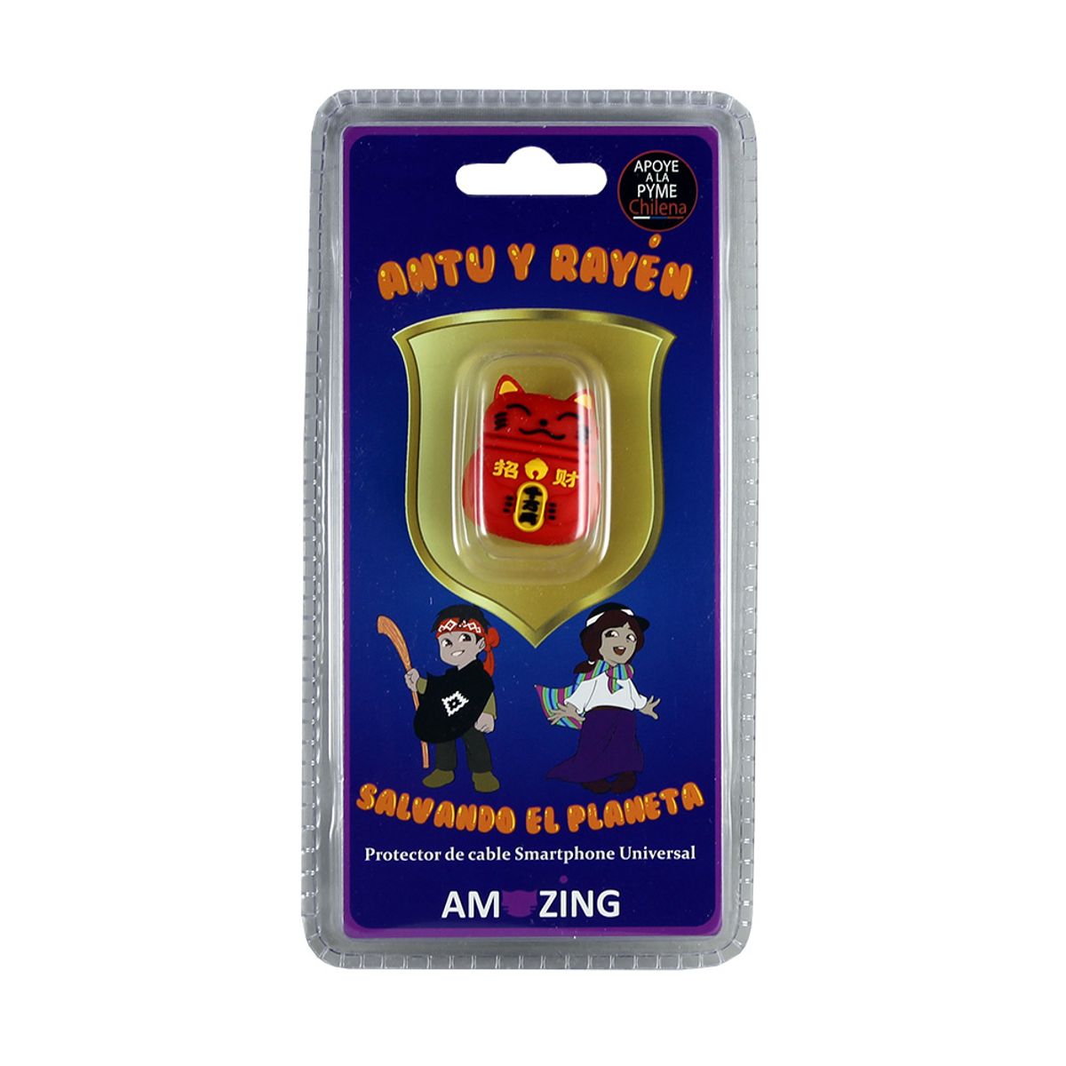 AMAZING - Protector de Cable de Gato de la Suerte Rojo