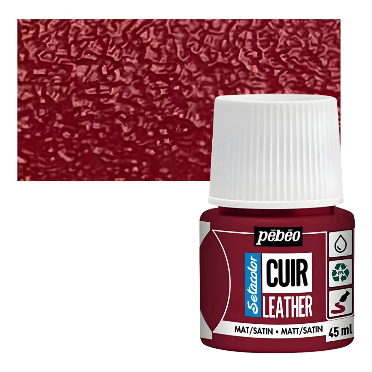 PEBEO - Pintura Para Cuero Frasco 45 Ml Setacolor Cuir Pebeo Color 06 - Rojo Oscuro