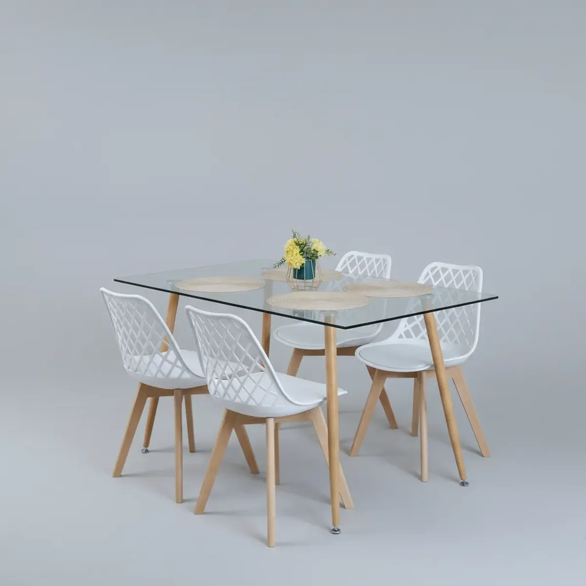 CORI CORI - Comedor Rubi 120x80cm + 4 Sillas Tulip Mesh