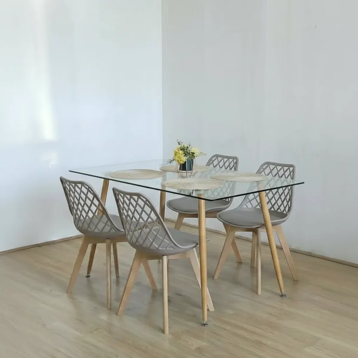 CORI CORI - Comedor Rubi 120x80cm + 4 Sillas Tulip Mesh