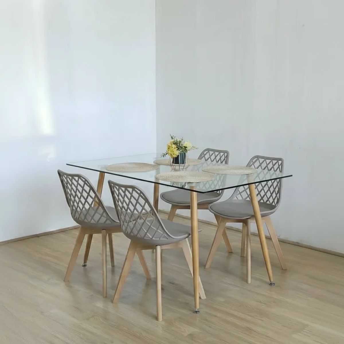 CORI CORI - Comedor Rubi 120x80cm + 4 Sillas Tulip Mesh