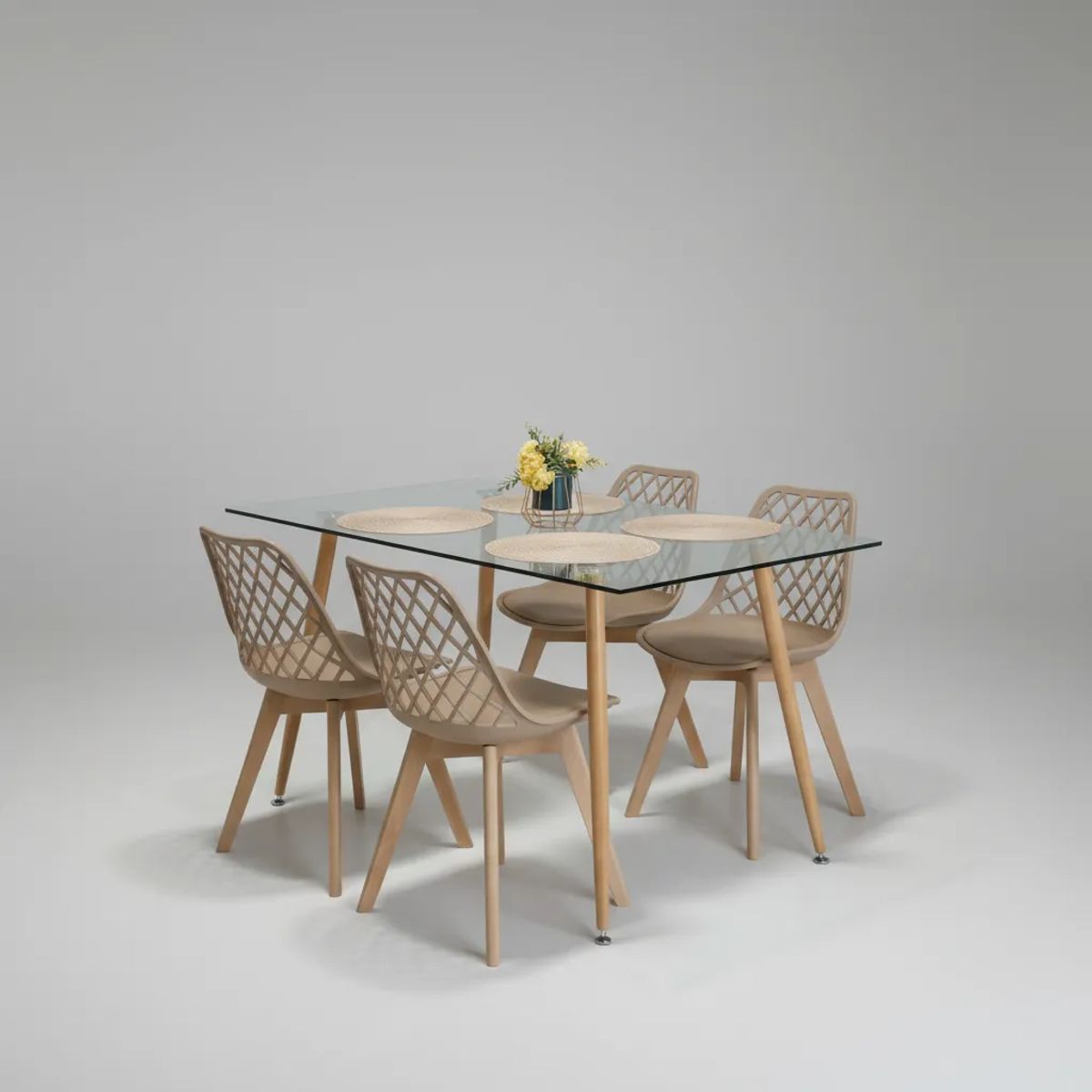 CORI CORI - Comedor Rubi 120x80cm + 4 Sillas Tulip Mesh