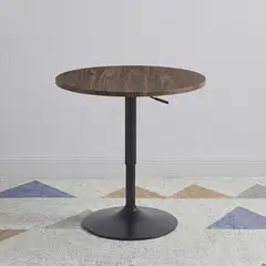 VENHOOUSE - Mesa Bar Lorven Altura Ajustable Diámetro 60cm Comedor Madera Oscura