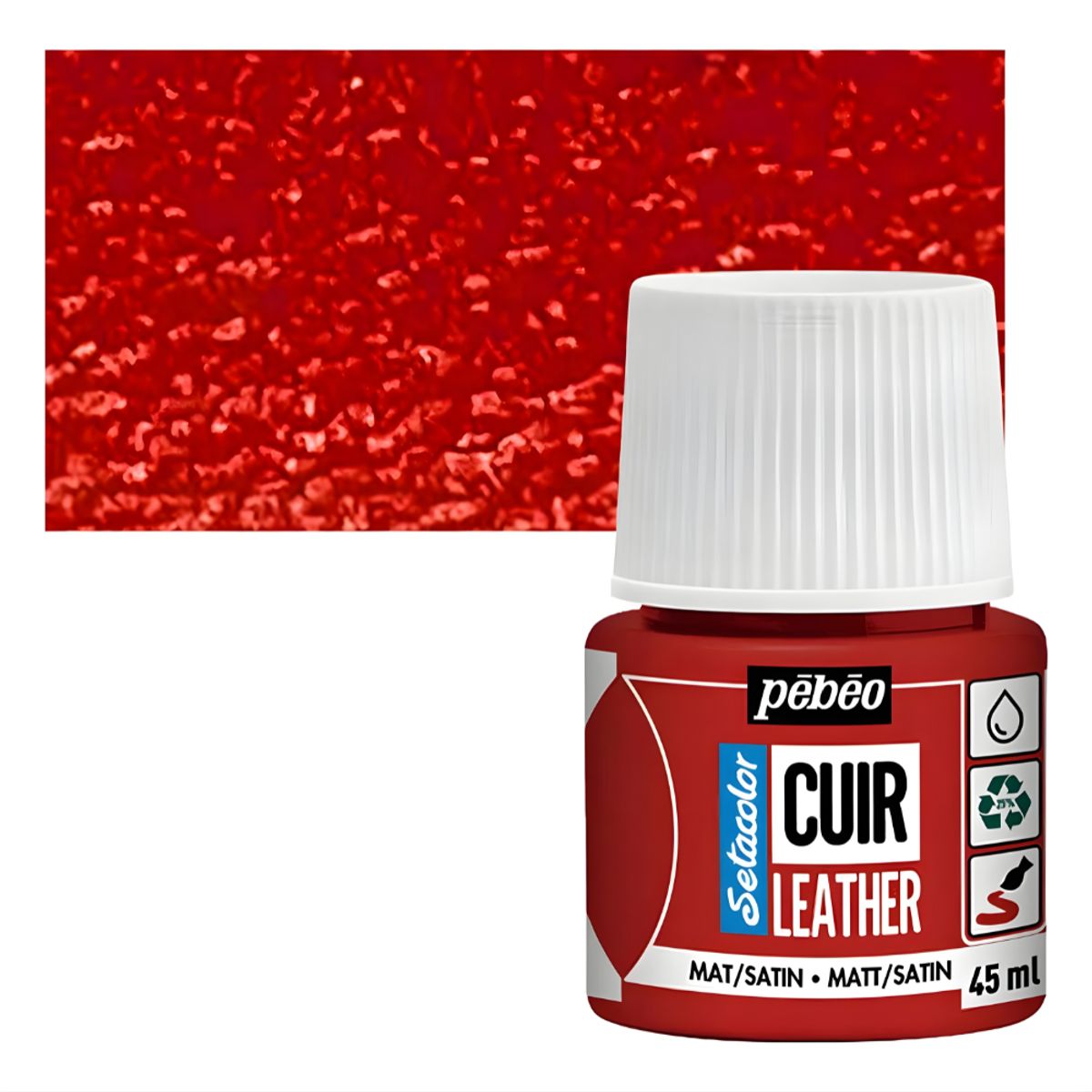 PEBEO - Pintura Para Cuero Frasco 45 Ml Setacolor Cuir Pebeo Color 05 - Rojo Intenso
