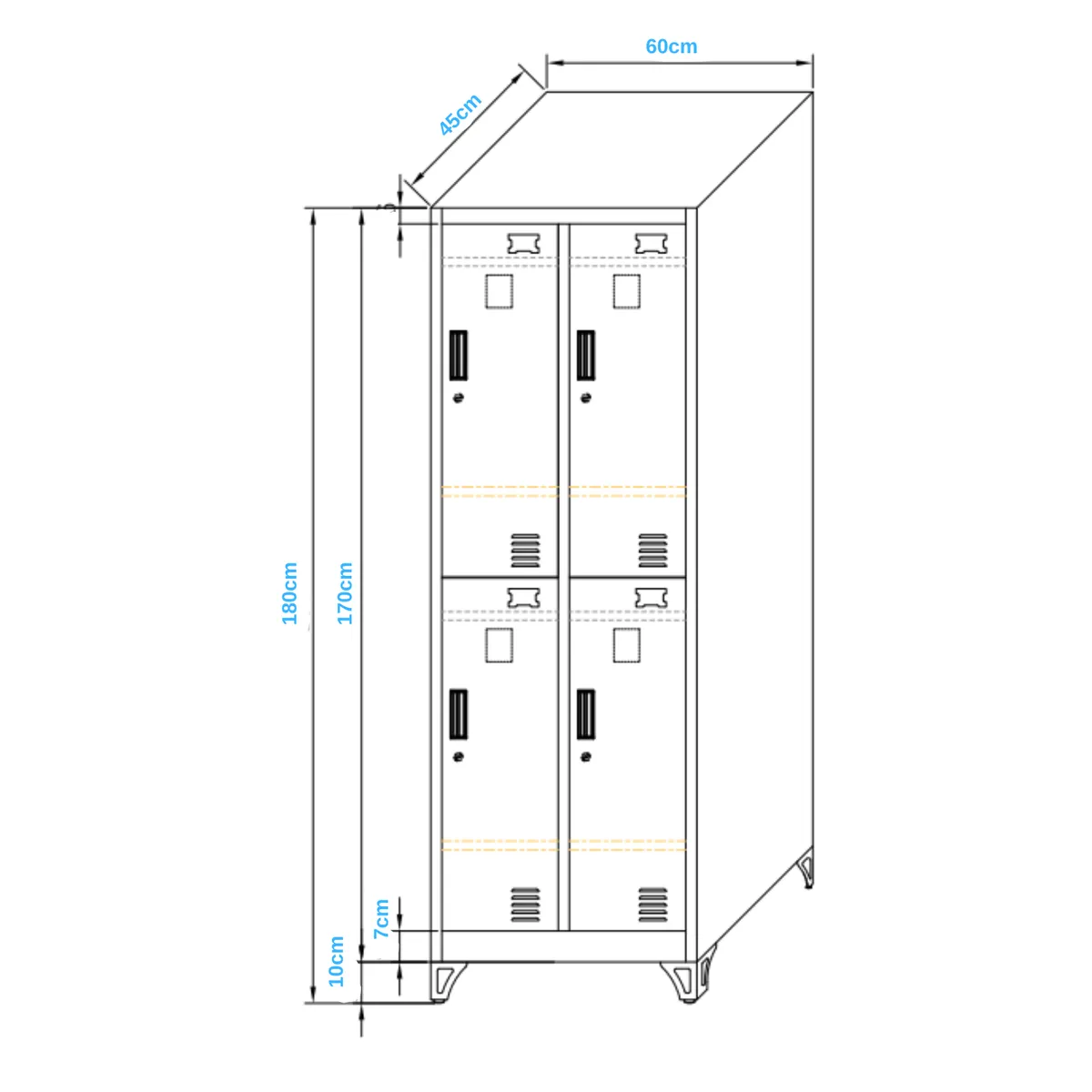 IGPRO - Locker 2 Cuerpos 4 Casilleros 180x60x45cm