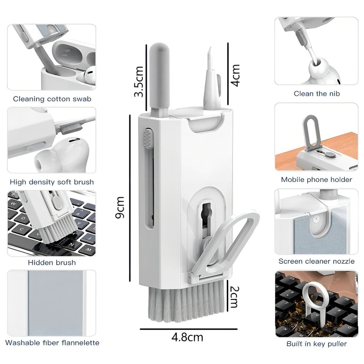 GENERICO - Brocha Limpiadora Para Notebook Y Pc Multifuncional 8 En 1