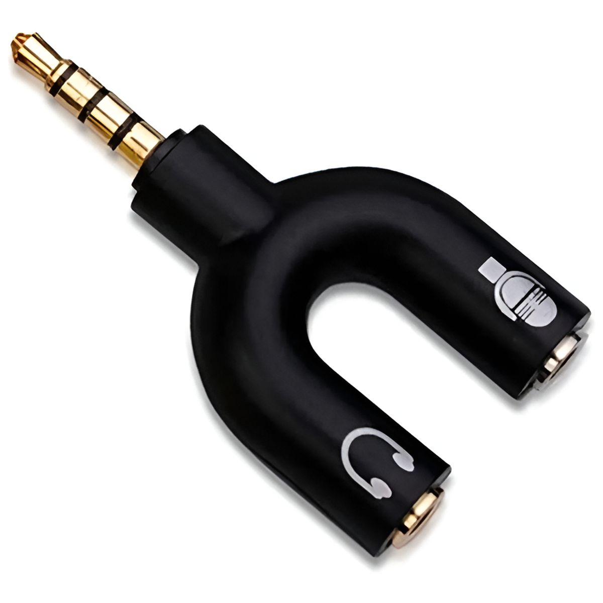 GENERICO - Adaptador Splitter 3.5mm Con Doble Entrada Audio Microfono Color Negro