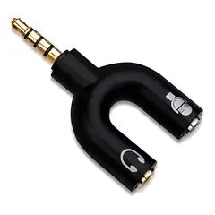 GENERICO - Adaptador Splitter 3.5mm Con Doble Entrada Audio Microfono Color Negro