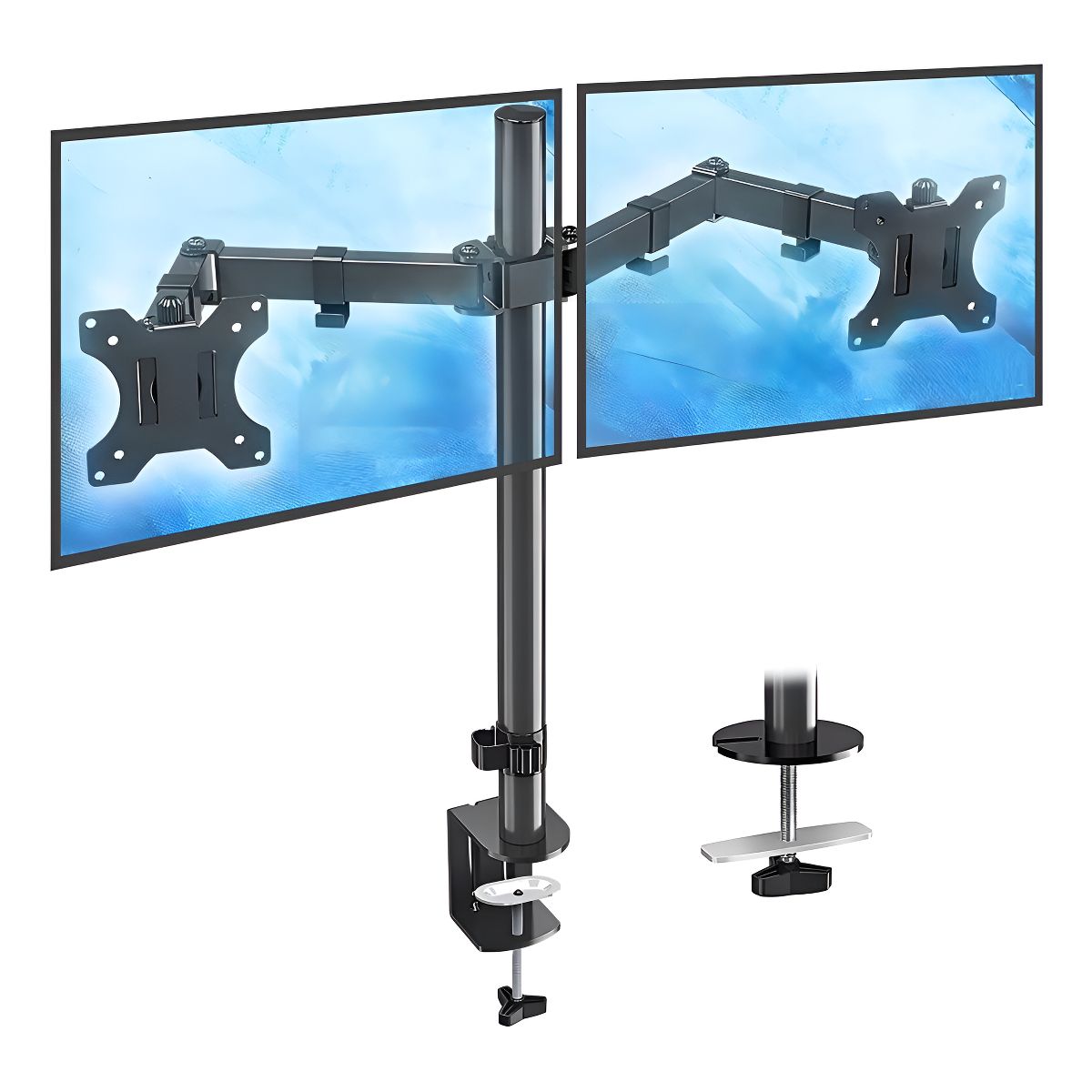 GENERICO - Brazo Soporte Monitor Base Para Monitor Dobl Alzador Monitor Color Negro