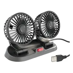 GENERICO - Mini Ventilador Usb Doble Sobremesa 5 Aspas Portatil Auto Color Negro