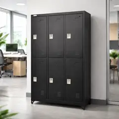 IGPRO - Locker 3 Cuerpos 6 Casilleros 183x90x40cm Color Negro