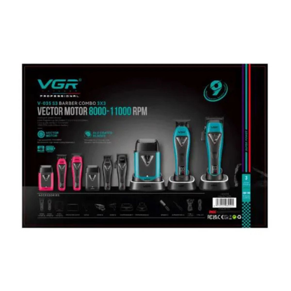 VGR - Maquina De Cortar Pelo VGR V-035C Motor Vector + Carcasa Maletín