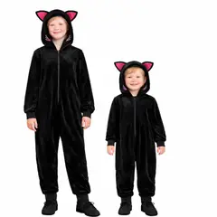 GENERICO - Disfraz Enterizo Gato Negro Cuentos Infantiles Celebracion Dia Del libro Halloween