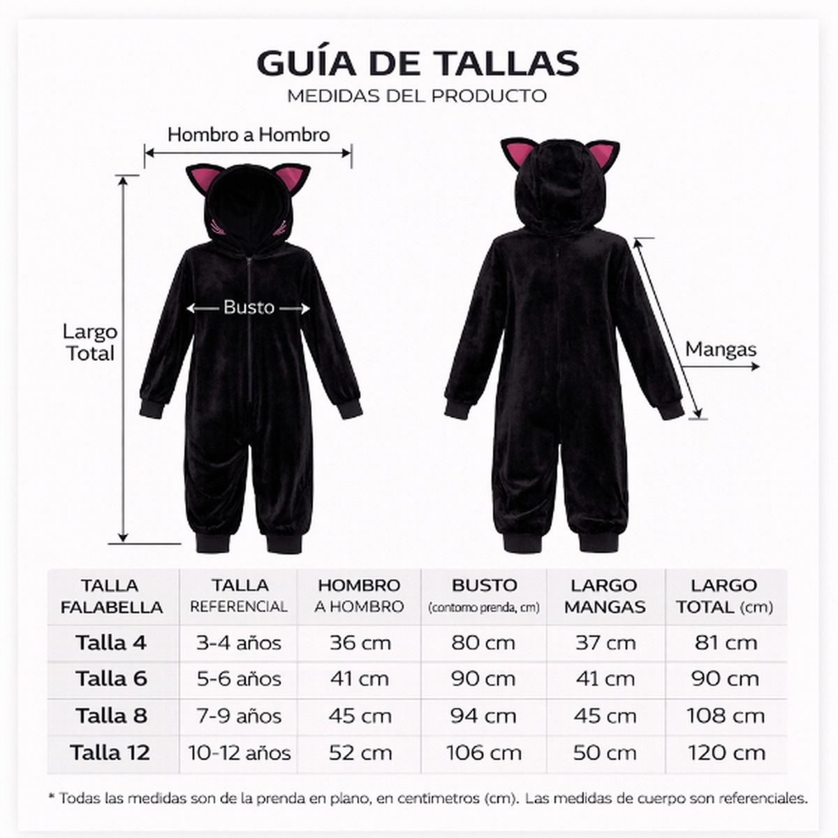 GENERICO - Disfraz Enterizo Gato Negro Cuentos Infantiles Celebracion Dia Del libro Halloween