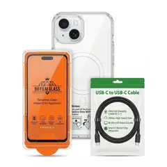 GENERICO - IPhone 15 Carcasa MagSafe + Vidrio + Cable 240W 3en1