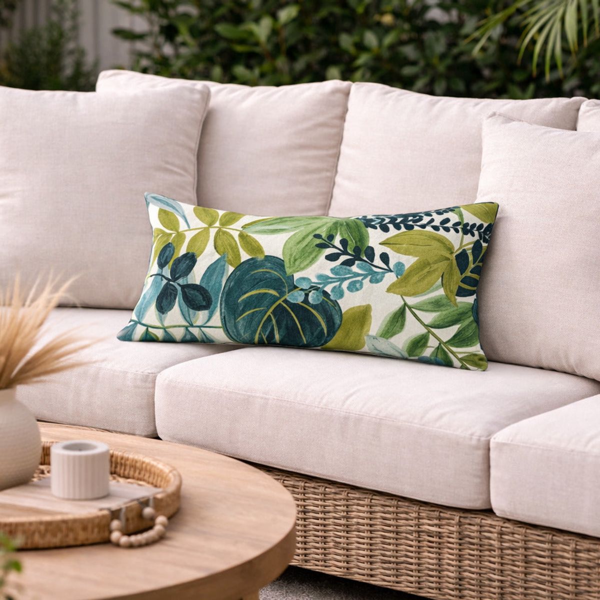 ELIZABETH PEPER - Cojin Decorativo Diseño Verde Botanico 50x30 Relleno