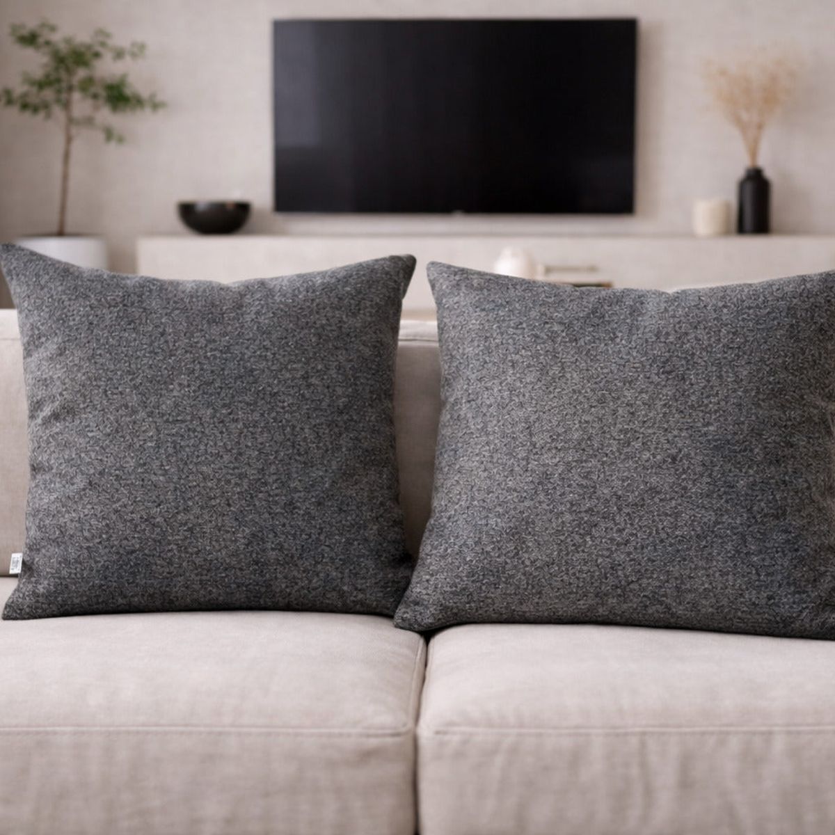 ELIZABETH PEPER - Cojin Decorativo Diseño Lino Gris 60x60 Relleno