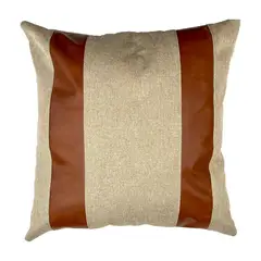 ELIZABETH PEPER - Cojin Decorativo Diseño Lino Cafe Ecocuero 45x45 Relleno