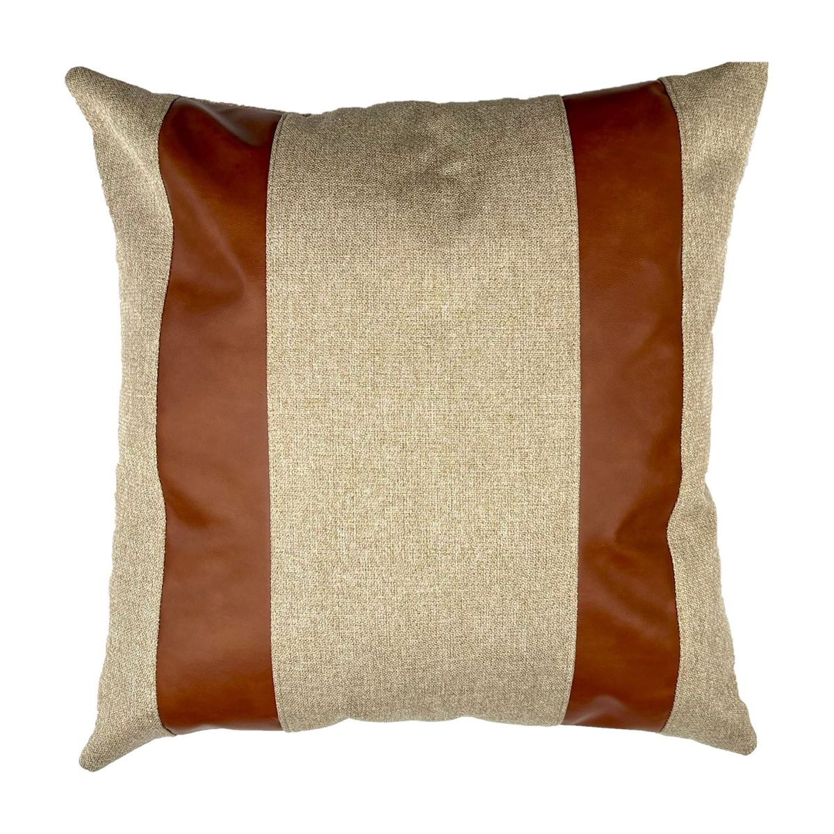 ELIZABETH PEPER - Cojin Decorativo Diseño Lino Cafe Ecocuero 60x60 Relleno