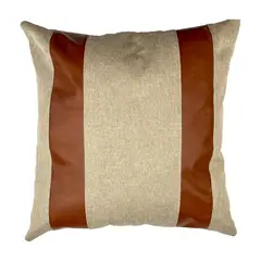 ELIZABETH PEPER - Cojin Decorativo Diseño Lino Cafe Ecocuero 60x60 Relleno