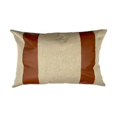 ELIZABETH PEPER - Cojin Decorativo Diseño Lino Cafe Ecocuero 60x40 Relleno