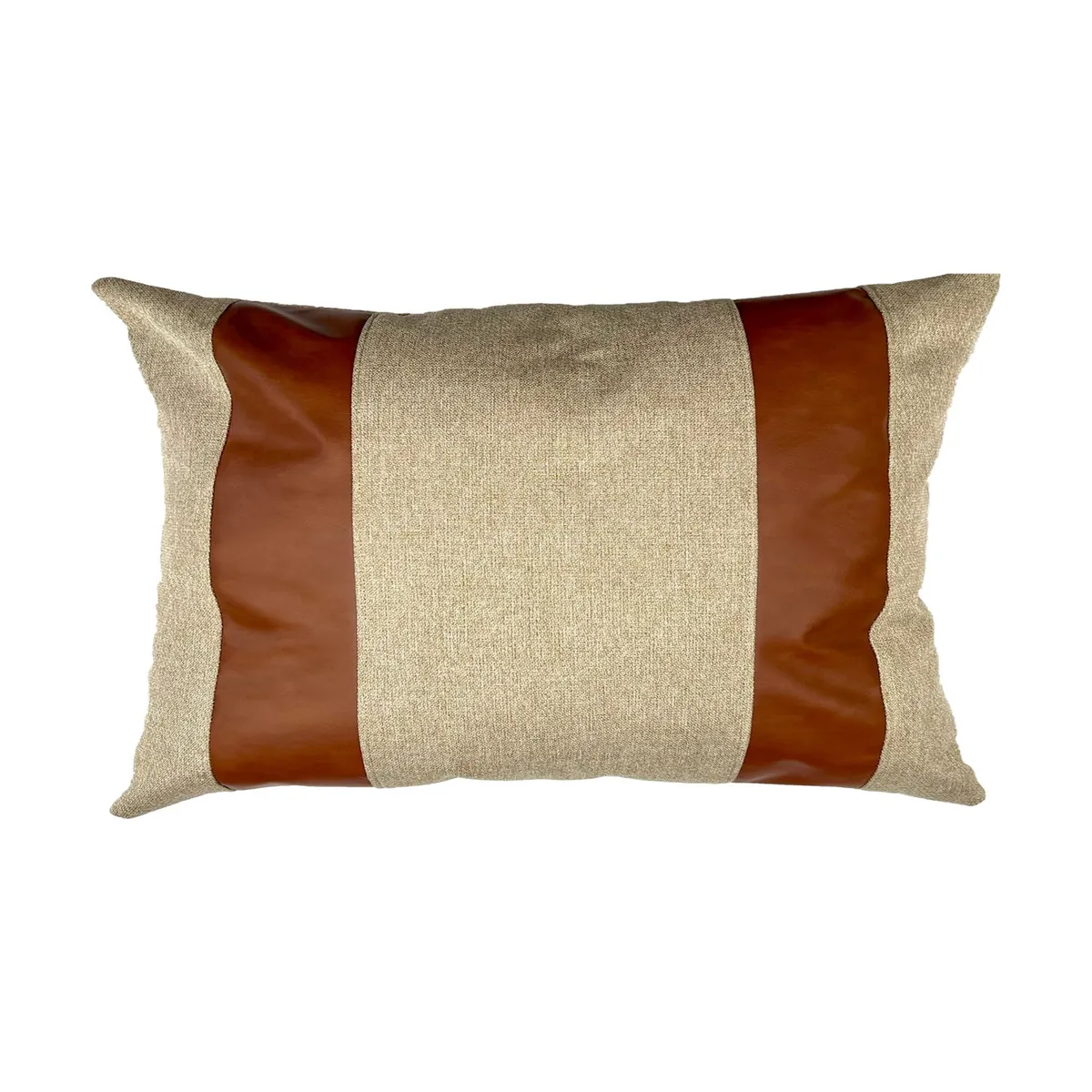 ELIZABETH PEPER - Cojin Decorativo Diseño Lino Cafe Ecocuero 80x40 Relleno