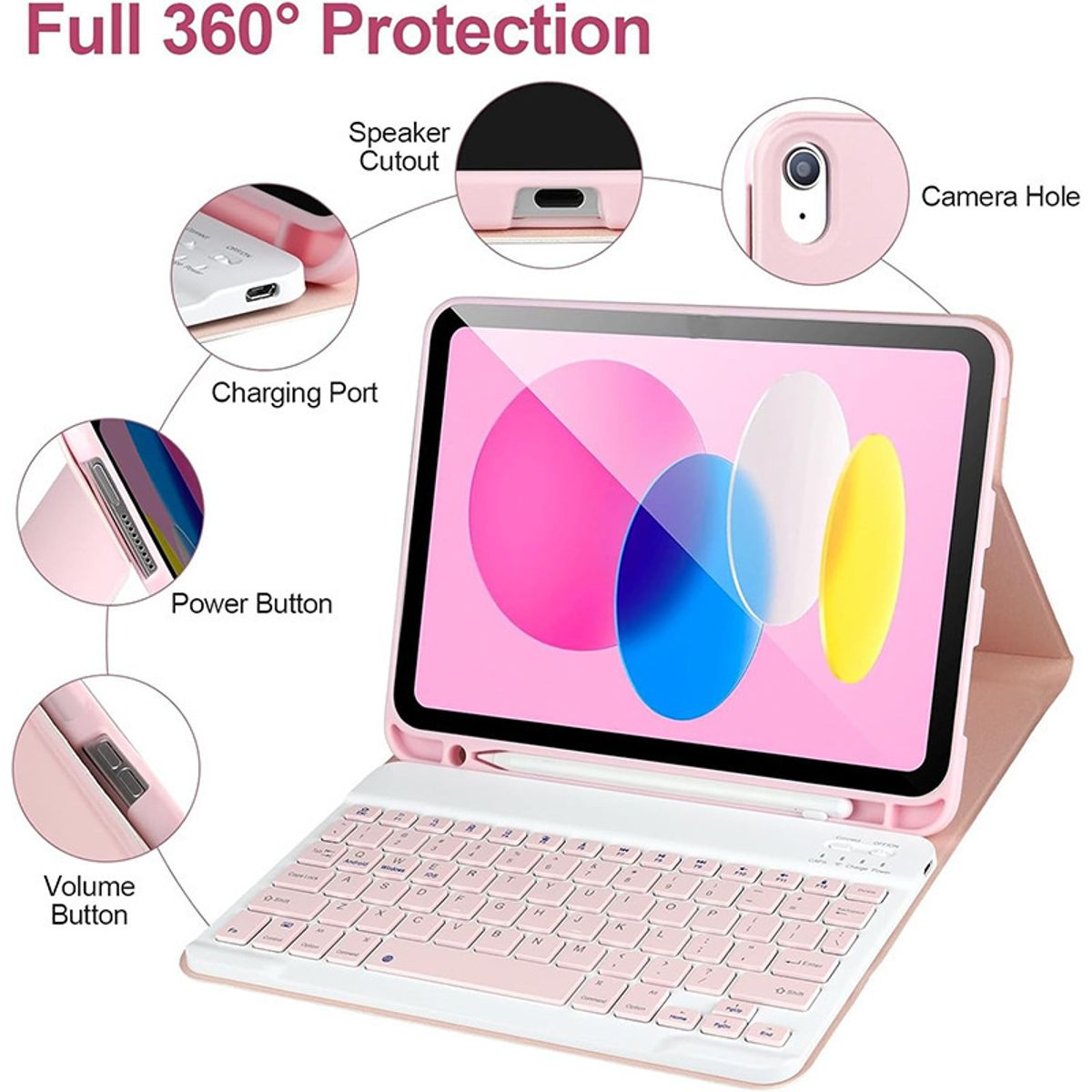 GENERICO - Funda con Teclado Ipad 11 Pro Español Ñ 11 Pulgadas Rosado