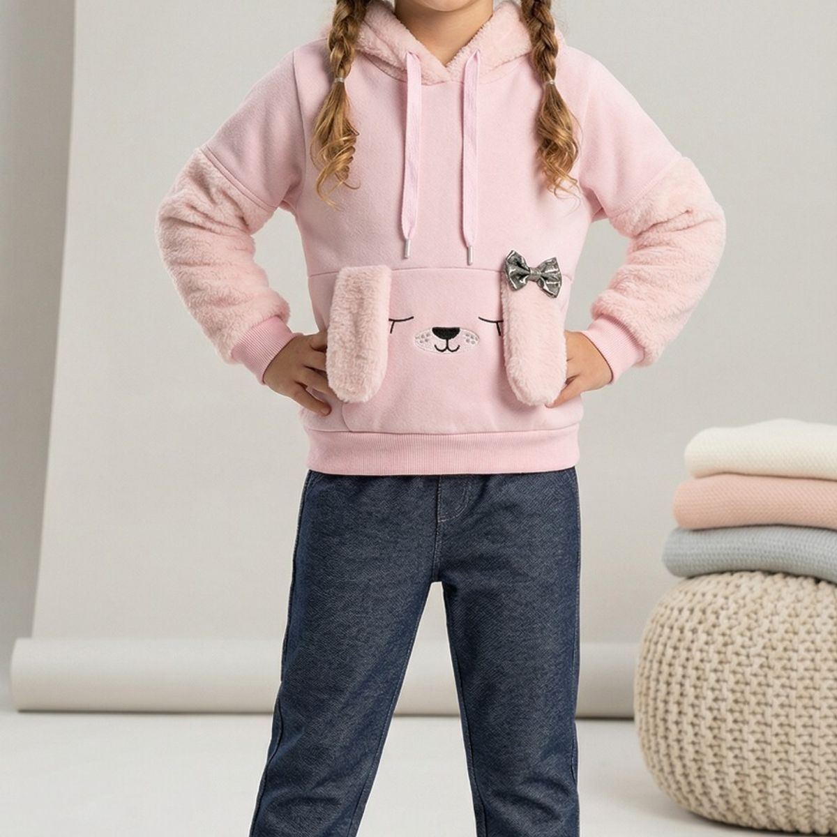 TEDMIMAK - BUZO BEBA OREJAS LARGA CON CALZA JEANS