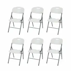 GENERICO - Pack 6 Sillas Plegables Blancas 150 Kg