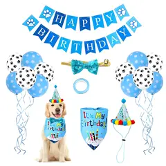 GENERICO - Kit Decoración Cumpleaños Para Perro Bandana Gorro Globos