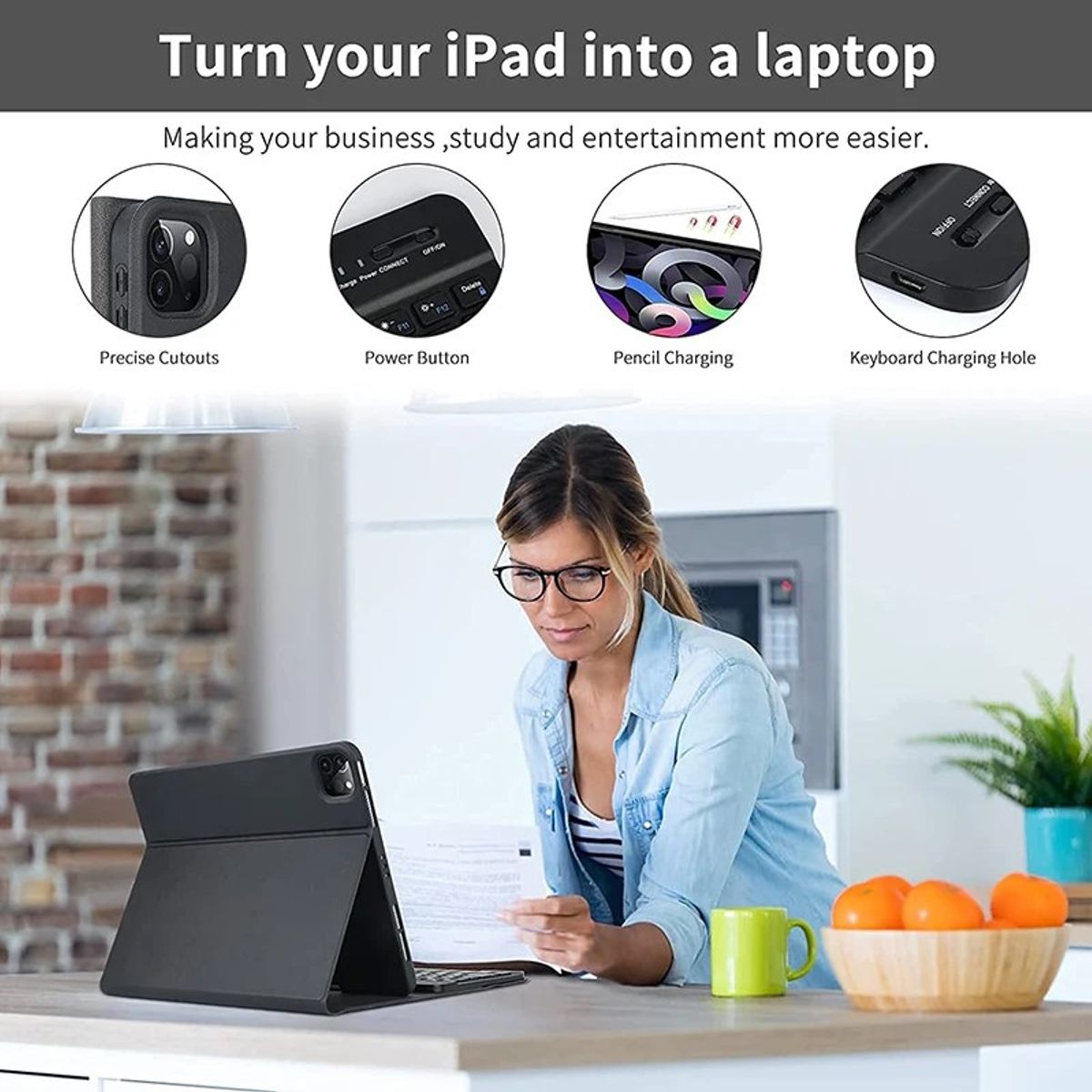 GENERICO - Funda con Teclado Ipad 11 Pro Español Ñ 11 Pulgadas Lila