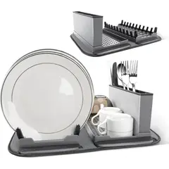 GENERICO - Secaplatos Escurridor De Loza Extensible Con Porta Cubiertos