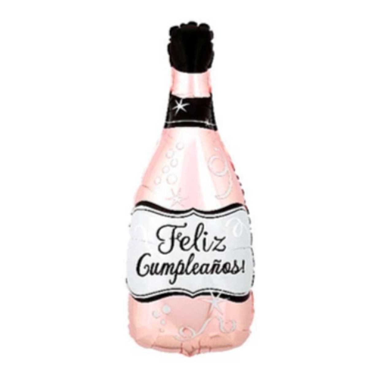 GENERICO - Globo metalico botella de vino rosa 48x92cm
