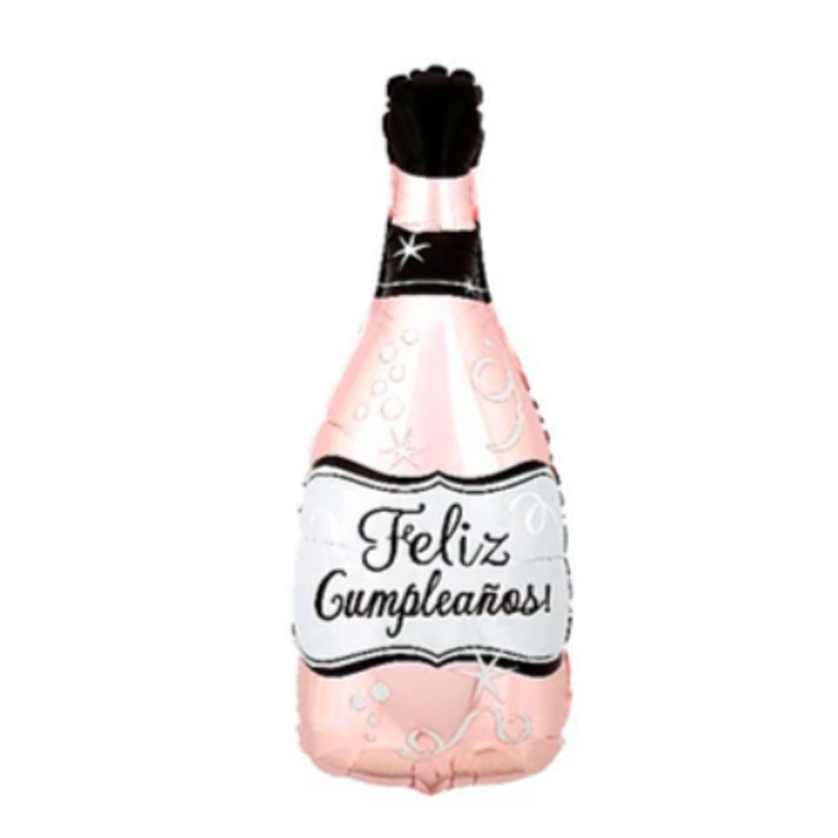 GENERICO - Globo metalico botella de vino rosa 48x92cm