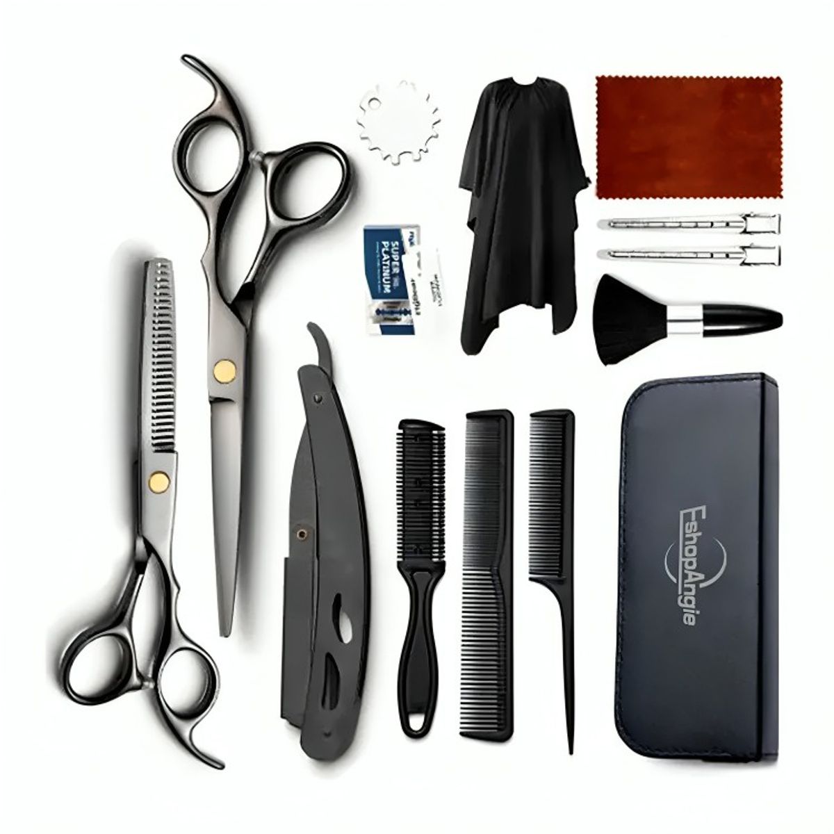 GENERICO - Set Tijeras Peluquería Barbería Corta Pelo Entresacador 14pc