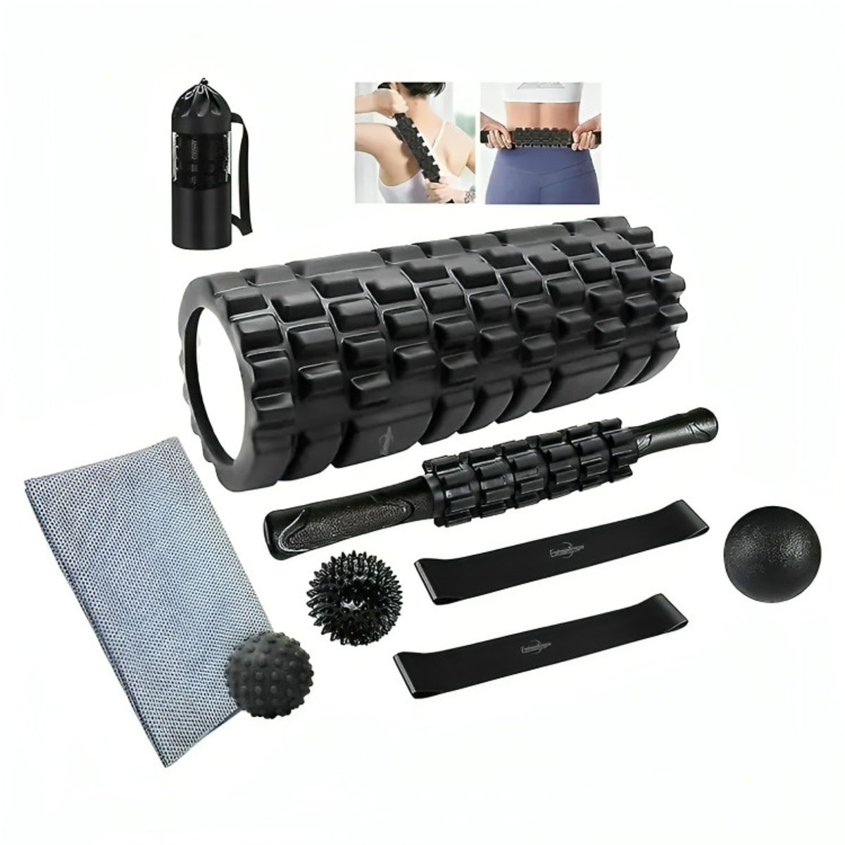 GENERICO - Set 9en1 Rodillo Completo Elongacion Masaje Roller Foam Yoga