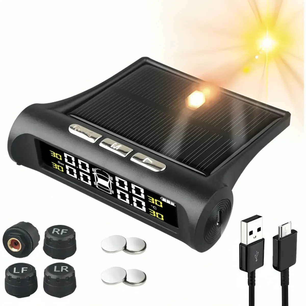 Sistema Monitoreo Presión Neumáticos Auto Tpms Solar, marca GENERICO - Foto Principal