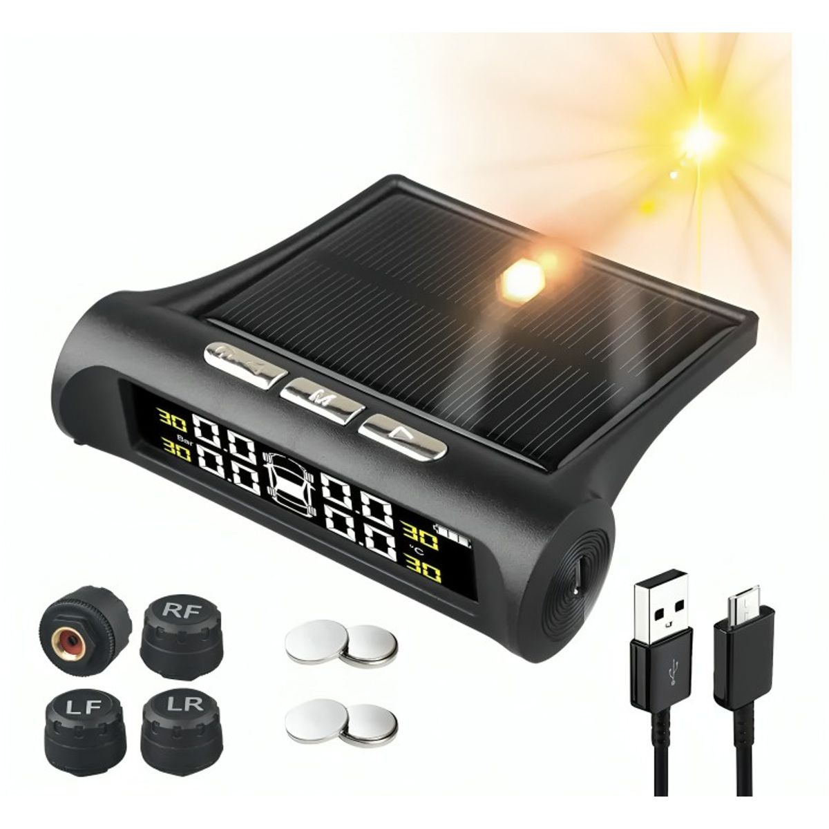Sistema Monitoreo Presión Neumáticos Auto Tpms Solar, marca GENERICO - Foto Principal